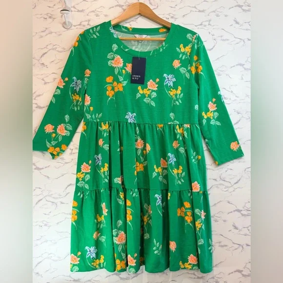 Crown & Ivy Green Floral Springtime Dress Girls Large - Picture 1 of 7